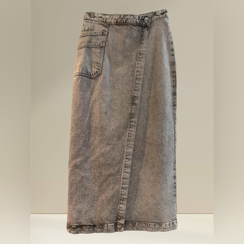 BIMBA Y LOLA GRAY FADED WRAP SKIRT MAXI SKIRT SIZE 36 MADE IN SPAIN